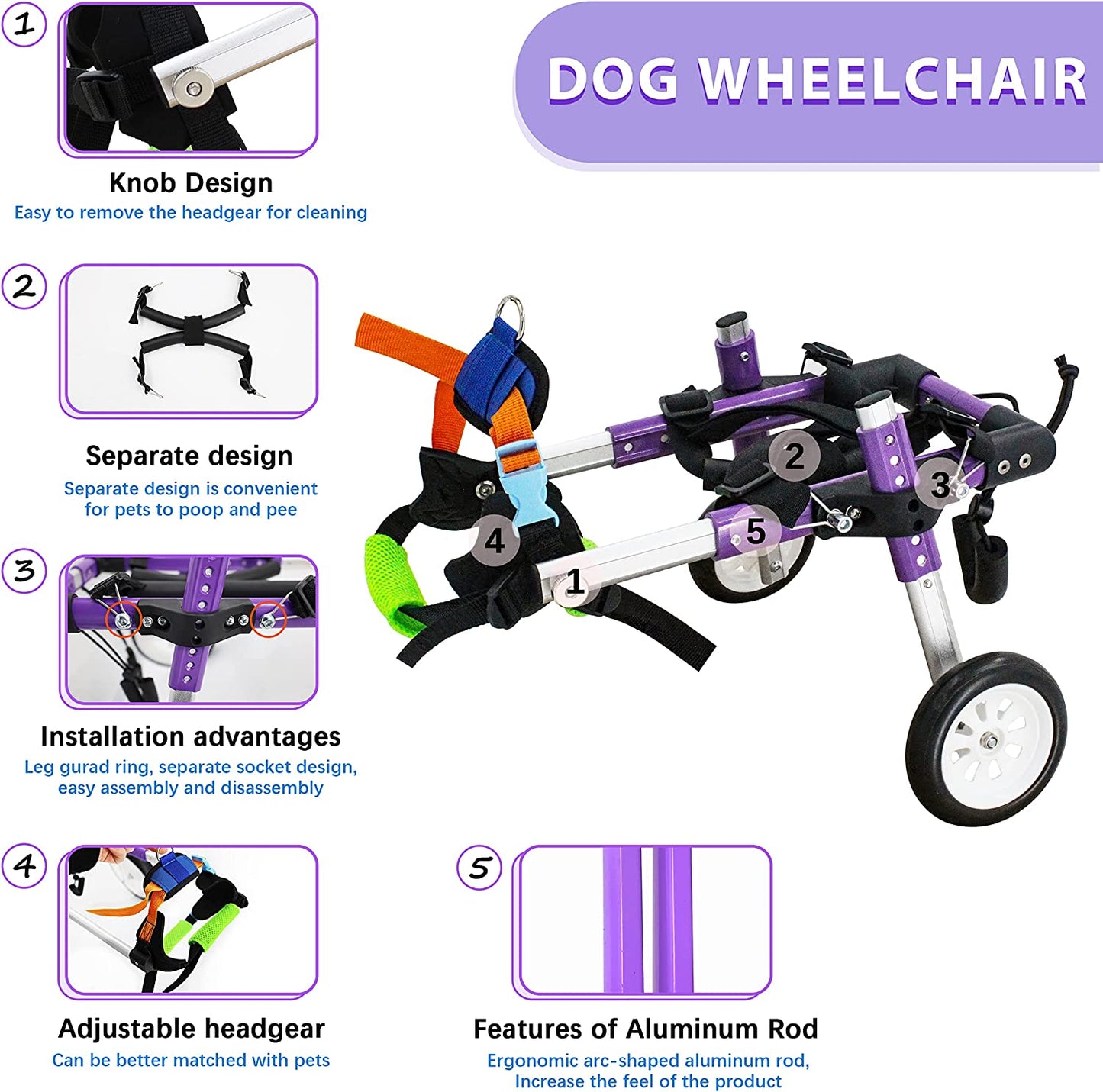 Premium Adjustable Dog Wheelchair for Disabled Hind Legs – Enhanced Mobility for Small Pets (XS-A)