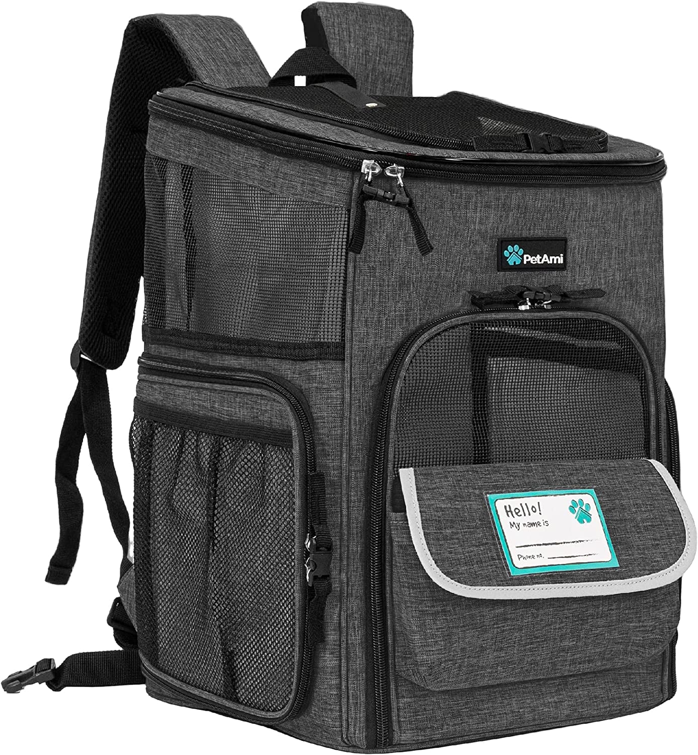 Dog Backpack Carrier, Airline Approved 4-Way Entry Cat Backpack Carrier, Ventilated Mesh, Collapsible Pet Carrier for Small Puppy, Kitten, Hiking, Travel Car, Vet, up to 18 Lbs, Navy Blue