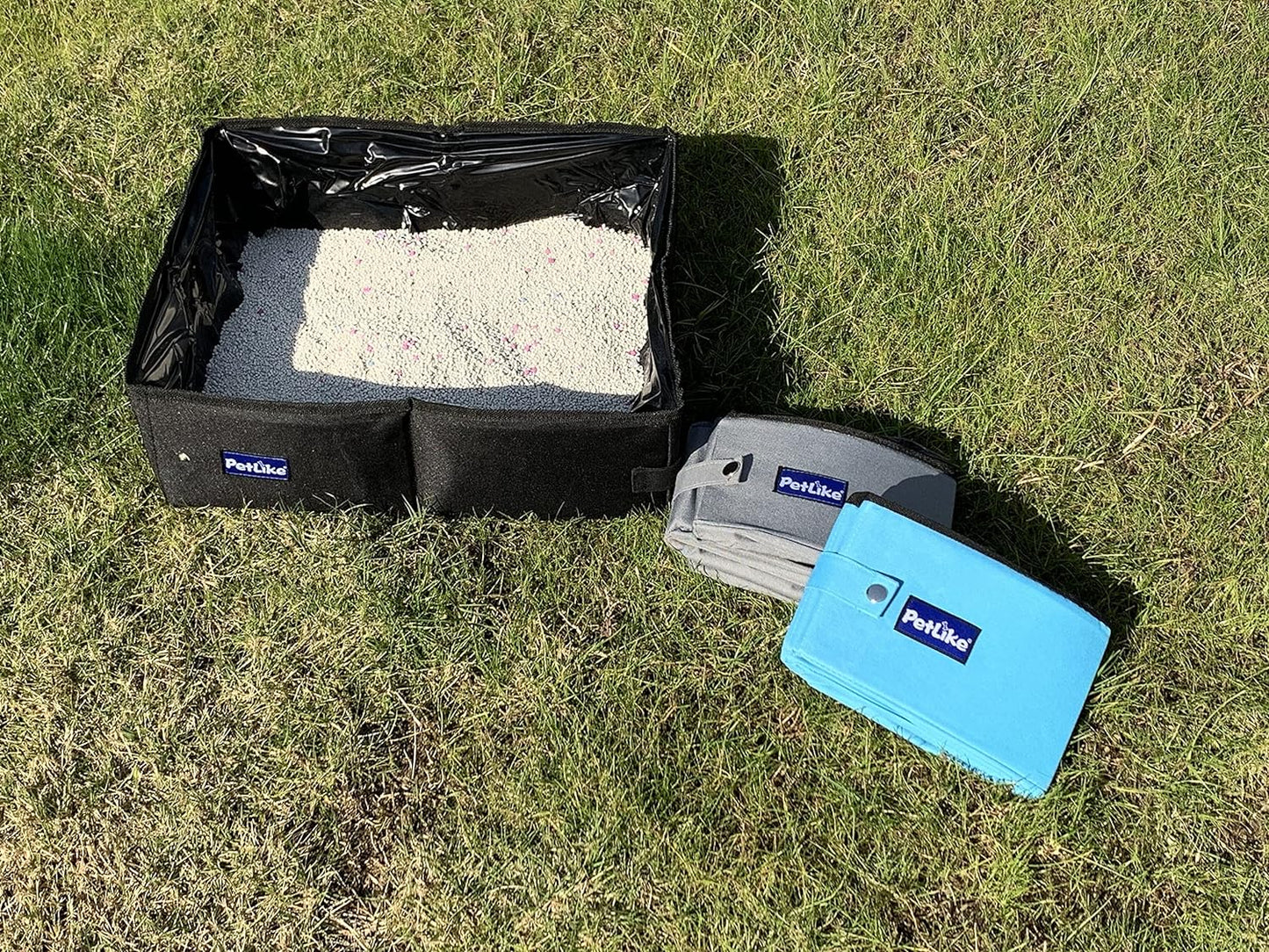 Portable Collapsible Travel Cat Litter Box - Leak-Proof Carrier for Small to Medium Cats (Light Grey)