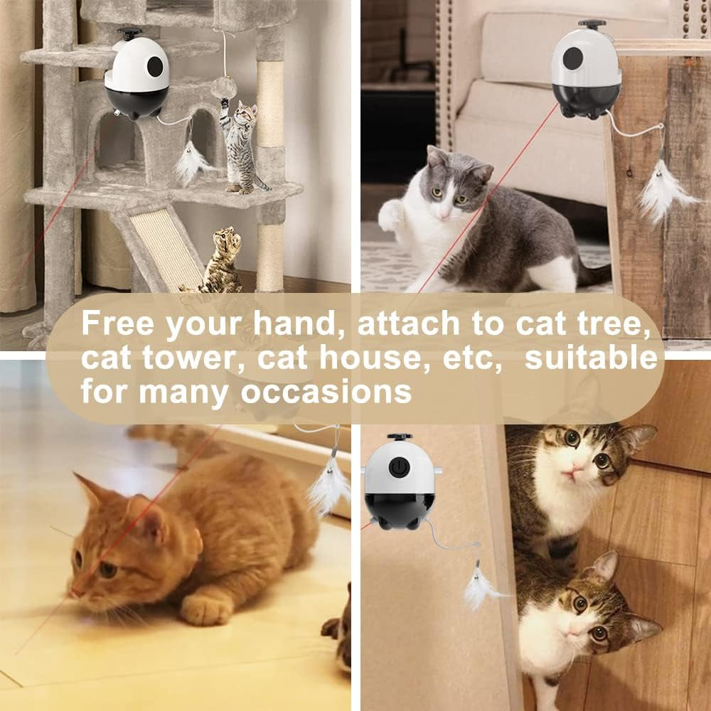Interactive 2-in-1 Cat Toy Set - Automatic Laser & Feather Chaser with Extra Replacements for Endless Fun and Exercise!