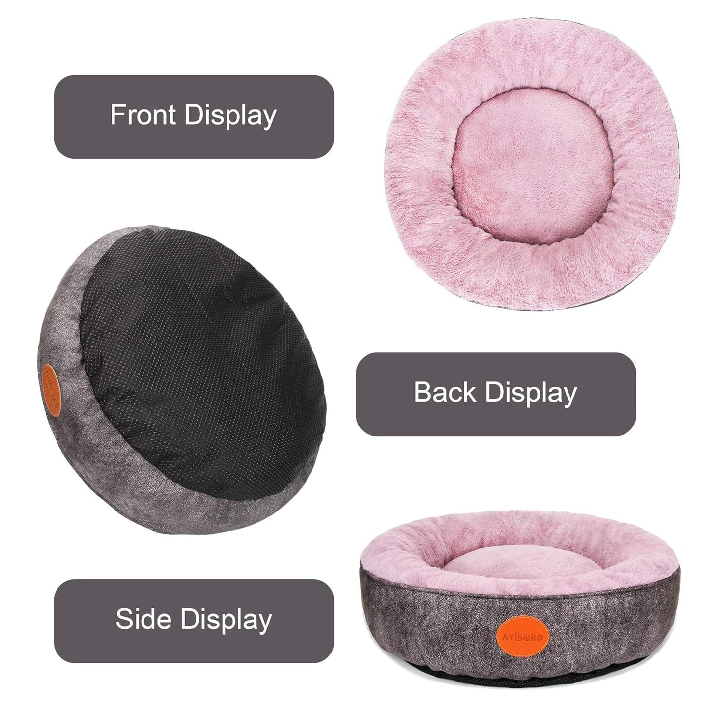 Calming Round Dog Bed for Small & Medium Breeds - Cozy, Machine Washable, Anti-Anxiety Pet Bed