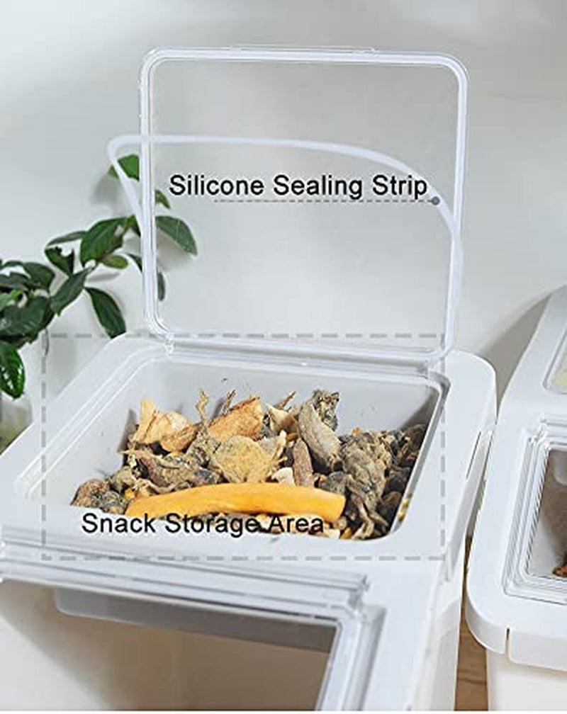 Large Airtight Pet Food Storage Container - 20Lb Dog & Cat Food Bin with Scoop & Measuring Cup - Stylish Grey Design