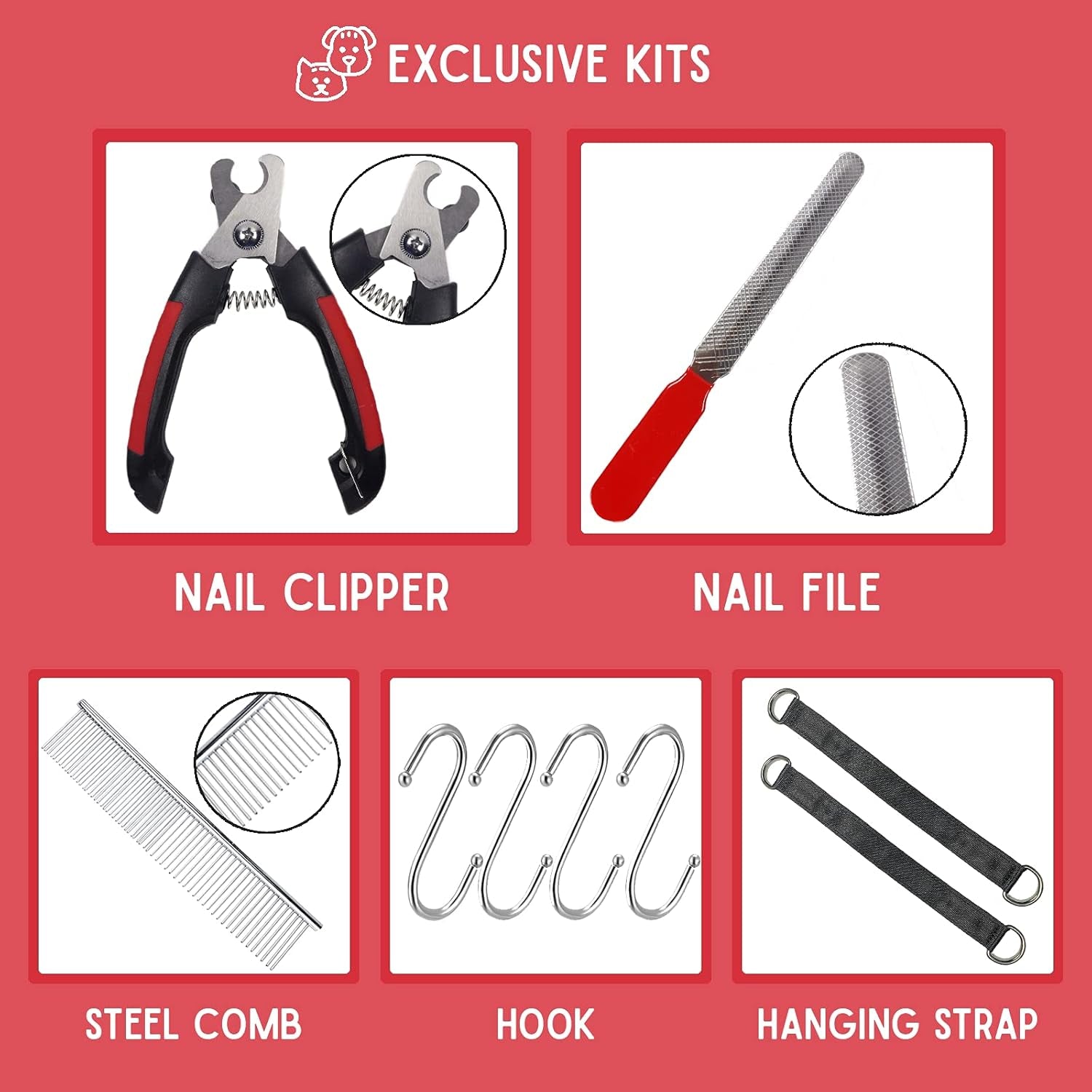 Ultimate 10-in-1 Cat & Dog Grooming Hammock with Nail Clippers, Comb & Pet Sling Restraint for Stress-Free Bathing & Nail Care - Perfect for Small Pets