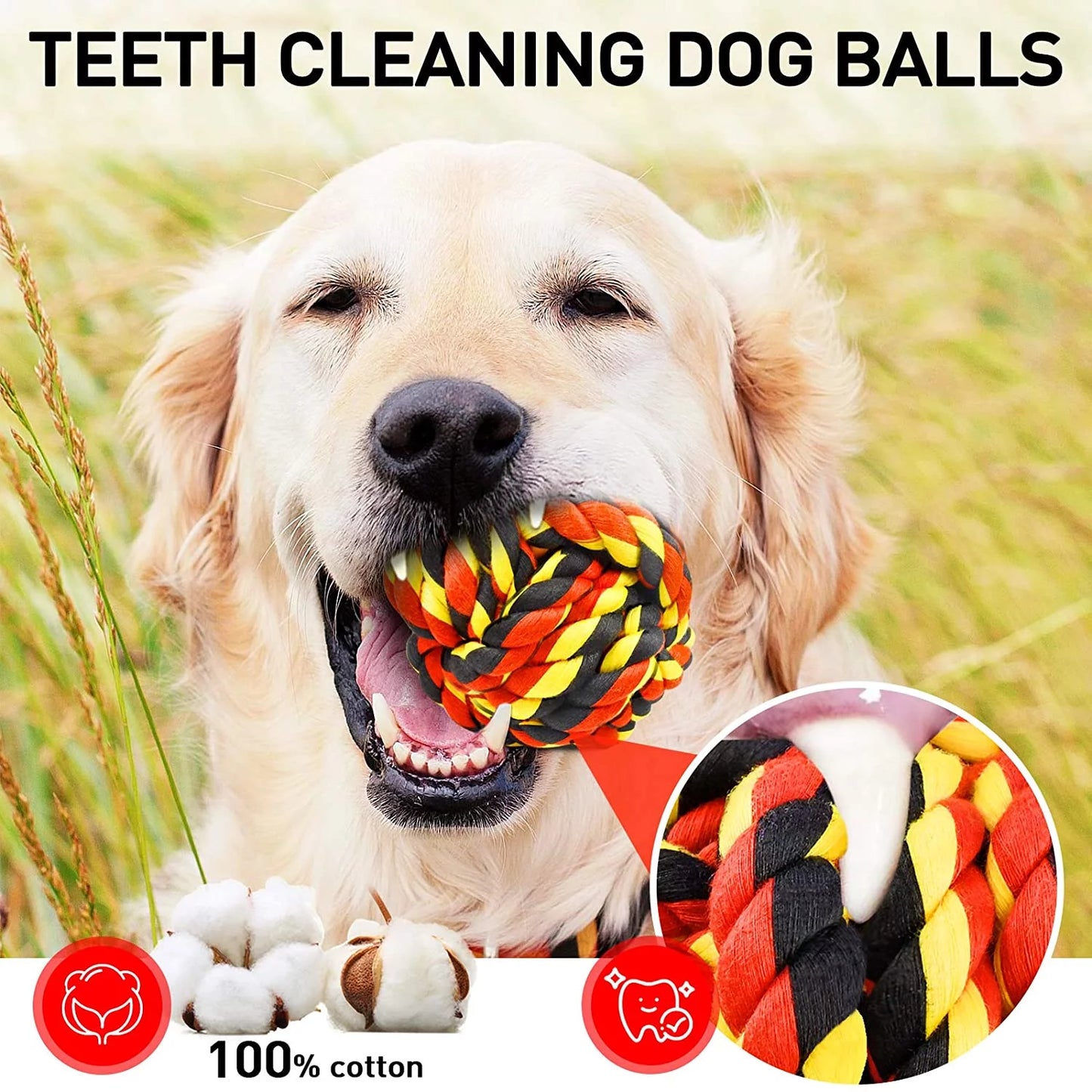 Ultimate Dog Chew Toys Set - 6 Pack Indestructible Heavy Duty Balls & Twisted Ropes for Aggressive Chewers, Perfect for Large & Medium Dogs!