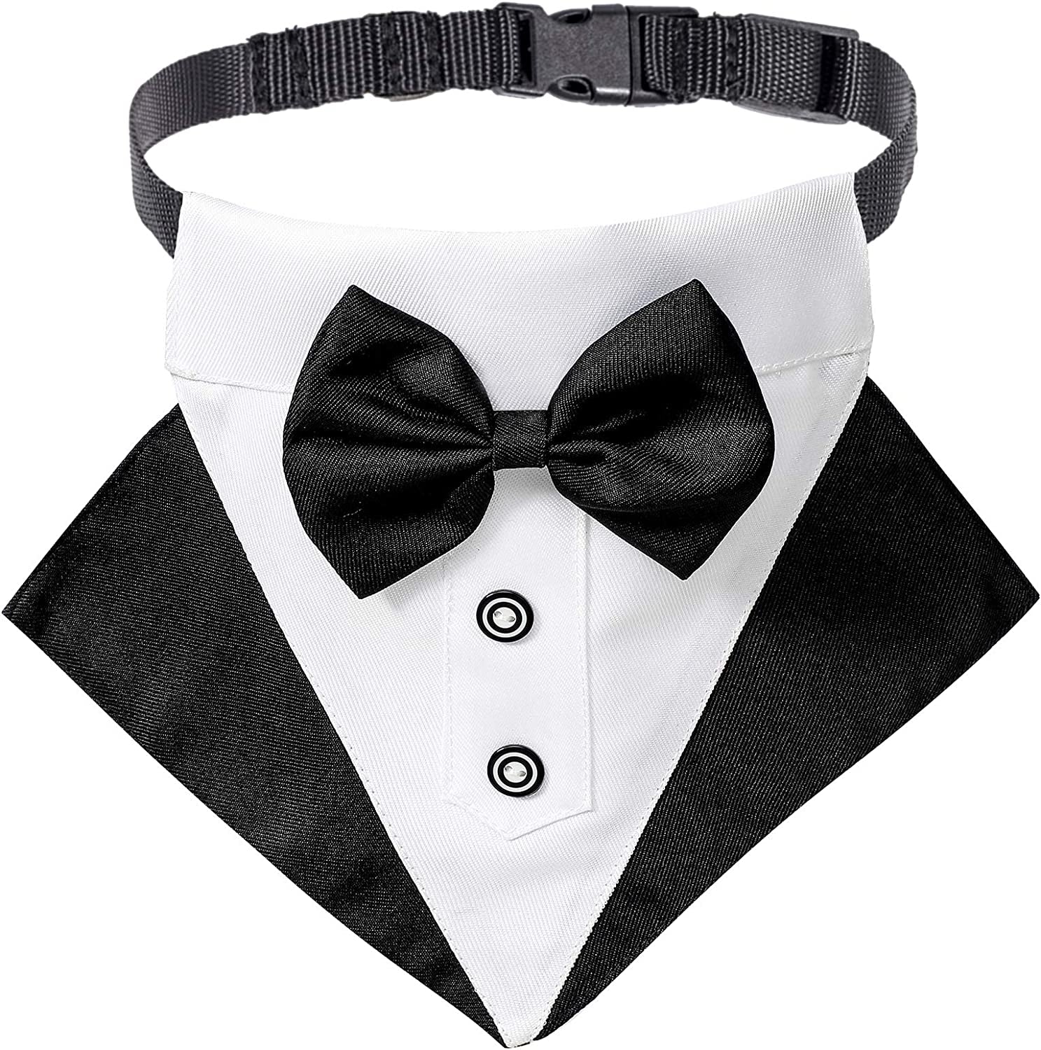 Stylish Formal Dog Tuxedo Bandana Collar with Bow Tie - Adjustable for Large Dogs