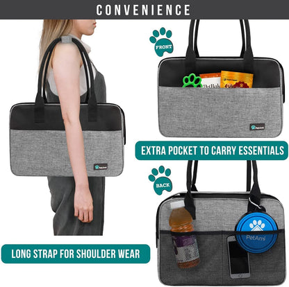 Airline Approved Dog Purse Carrier for Small Dogs - Stylish Soft-Sided Pet Carrier with Pockets, Ventilation & Sherpa Bed, Max 12 Lbs, Gray