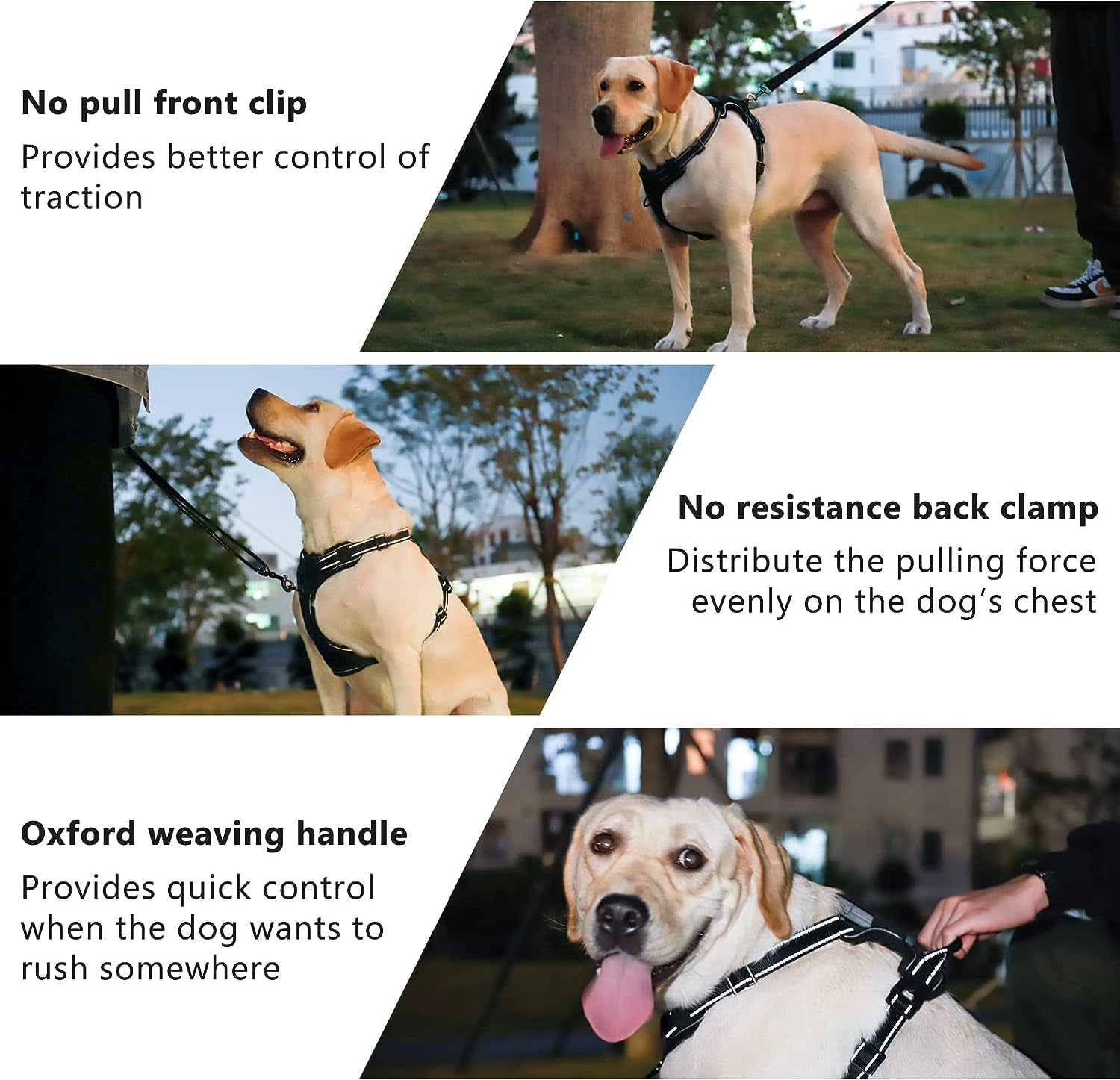 No Pull Light-Up Dog Harness with 3 Modes, Reflective Strap & Control Handle - Adjustable & Breathable for All Sizes (S, M, L)