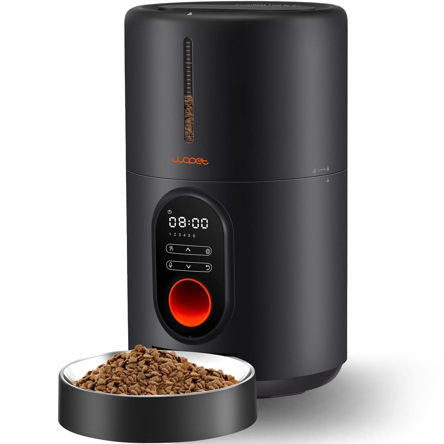 Smart Automatic Dog & Cat Feeder with Stainless Steel Bowl - 4L Capacity, Sleek Black Design