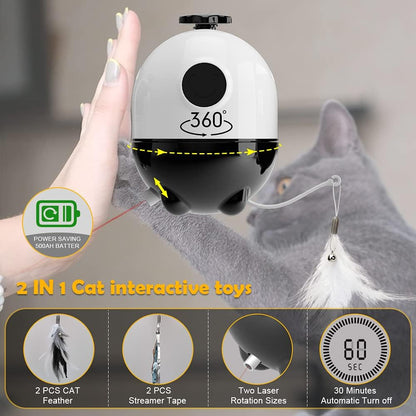 Interactive 2-in-1 Cat Toy Set - Automatic Laser & Feather Chaser with Extra Replacements for Endless Fun and Exercise!