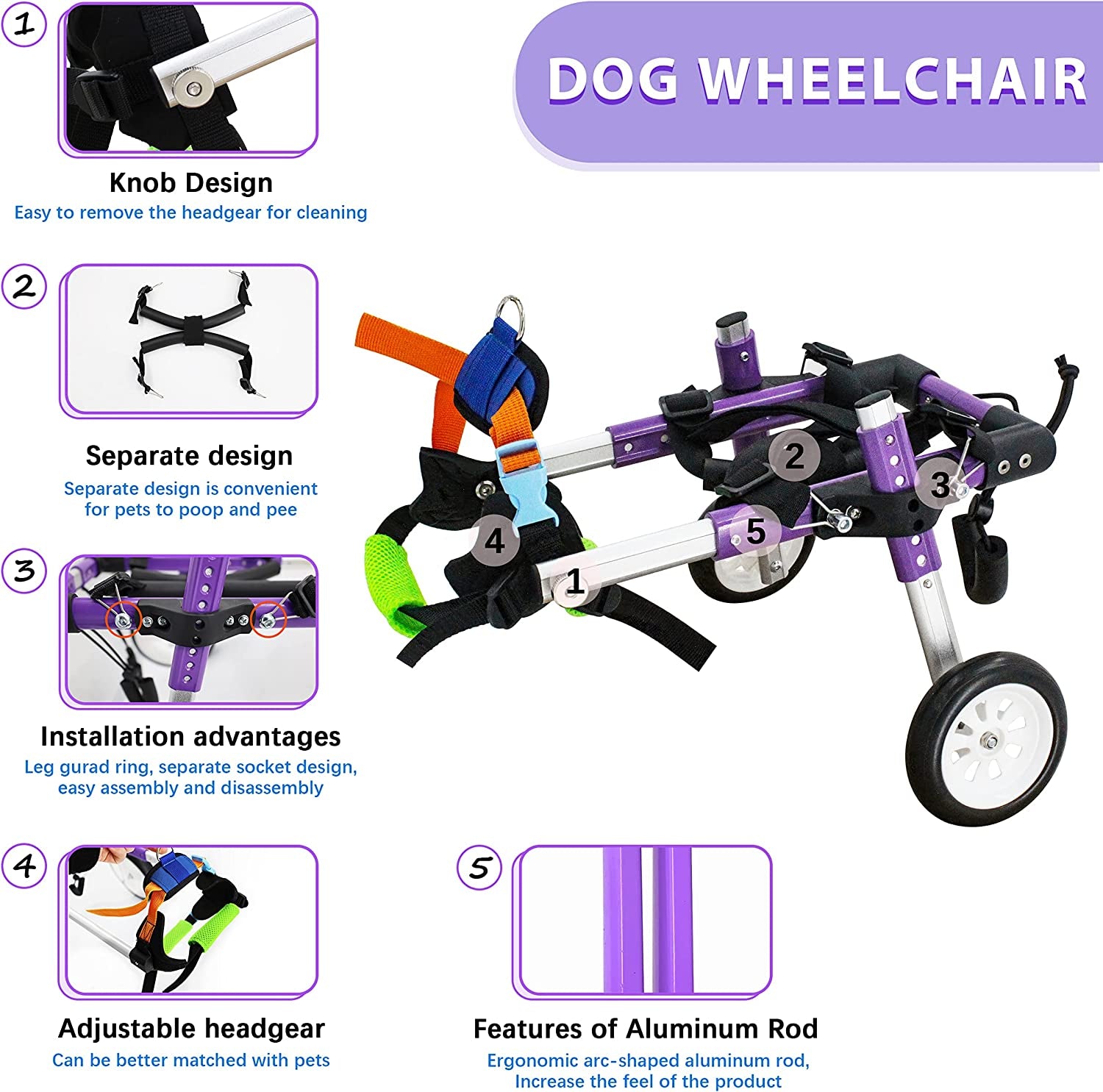 Premium Adjustable Dog Wheelchair for Disabled Hind Legs – Enhanced Mobility for Small Pets (XS-A)