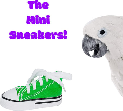 Colorful Mini Sneakers for Parrots - Fun Cotton Shredding Toys for Parrotlets, Budgies, and Cockatoos