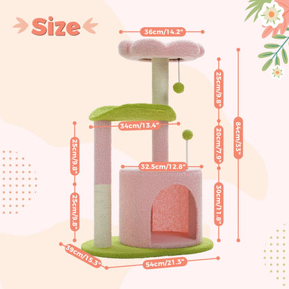 Cozy Cactus Cat Tree with Removable Bed - Stylish Small Cat Tower & Scratching Post for Indoor Cats