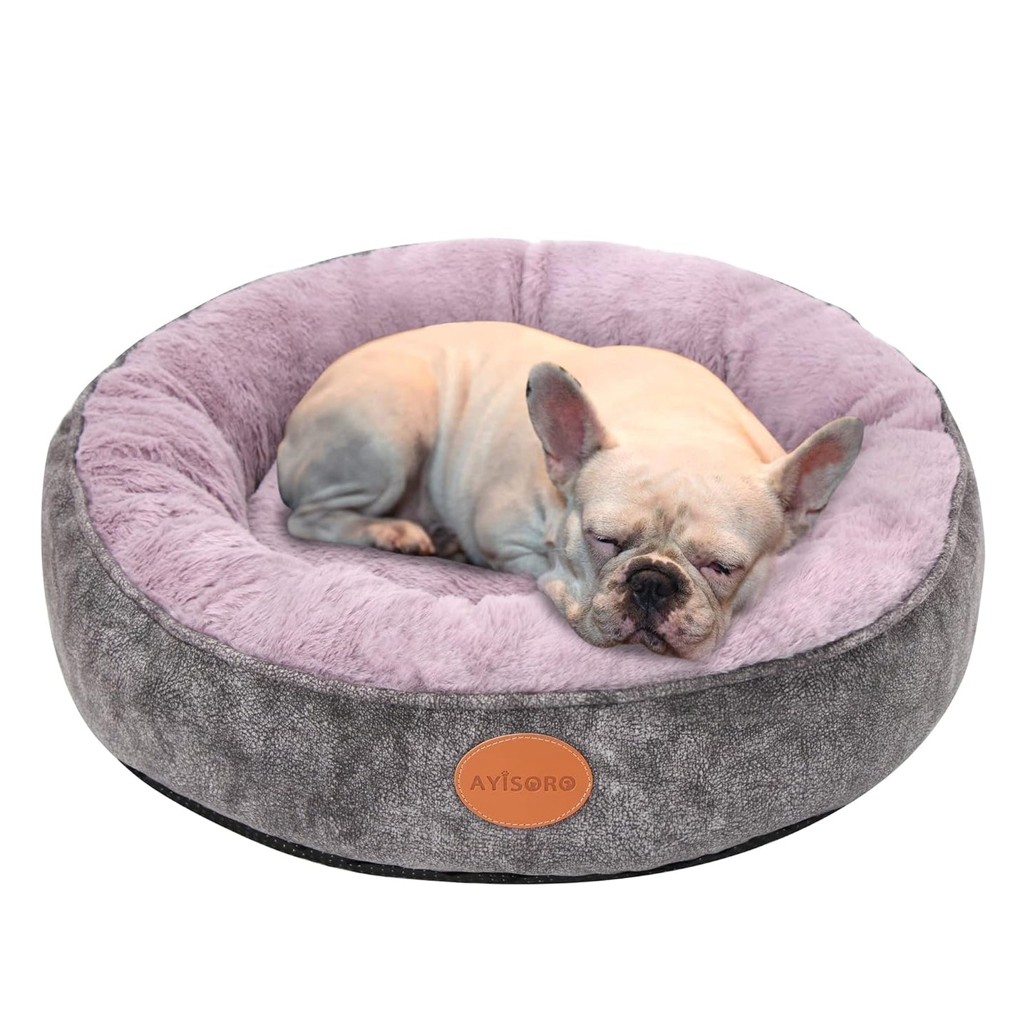 Calming Round Dog Bed for Small & Medium Breeds - Cozy, Machine Washable, Anti-Anxiety Pet Bed