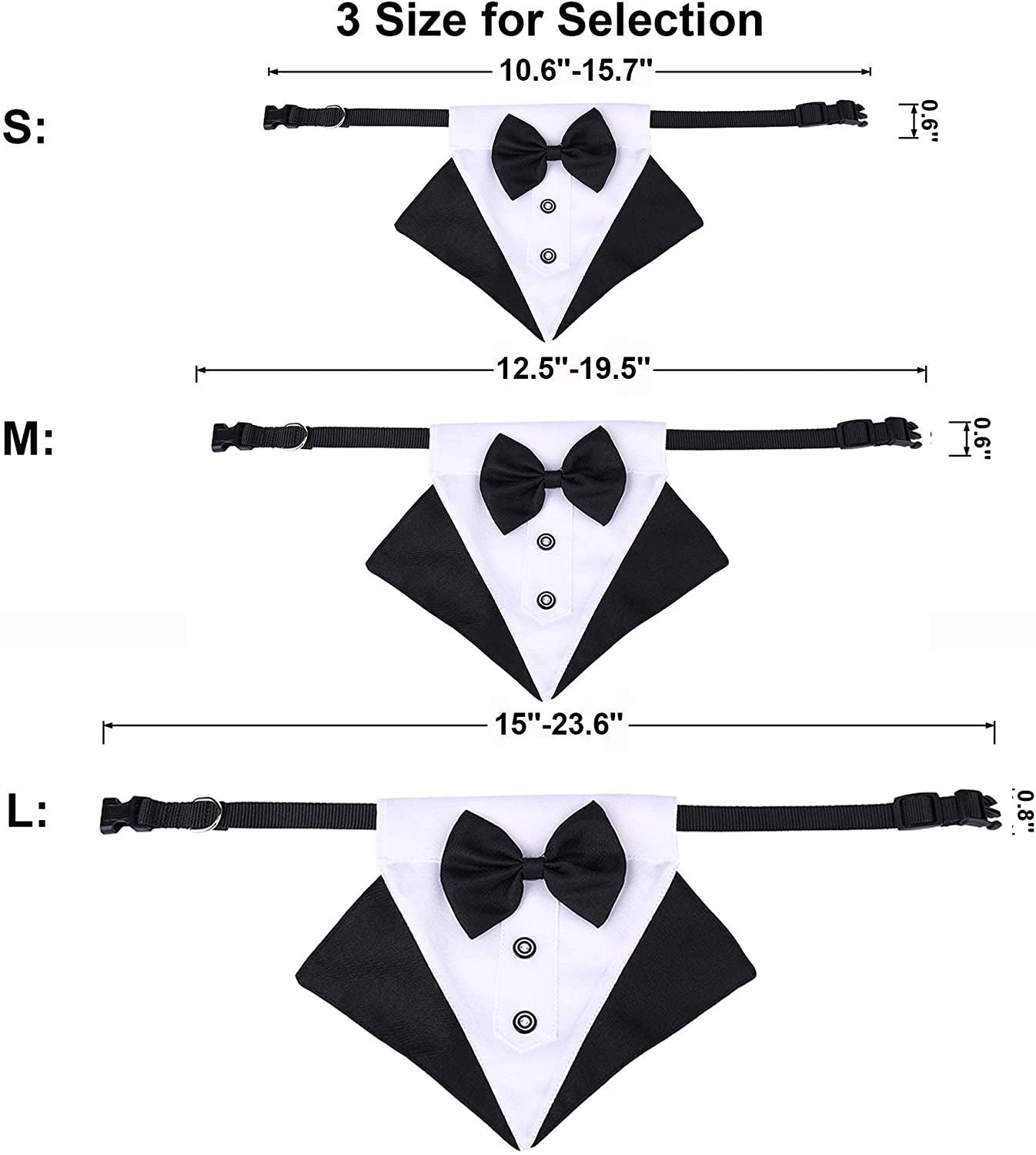 Stylish Formal Dog Tuxedo Bandana Collar with Bow Tie - Adjustable for Large Dogs