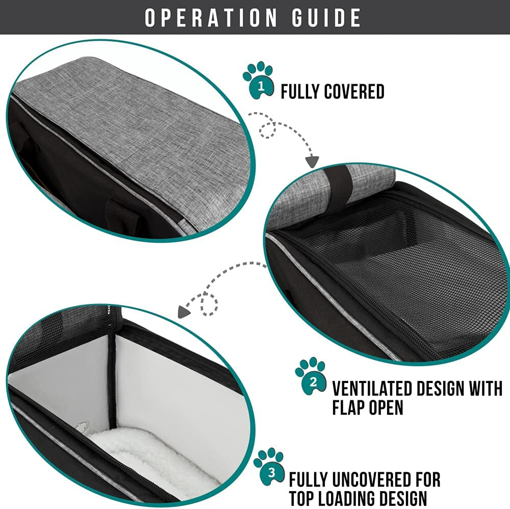 Airline Approved Dog Purse Carrier for Small Dogs - Stylish Soft-Sided Pet Carrier with Pockets, Ventilation & Sherpa Bed, Max 12 Lbs, Gray