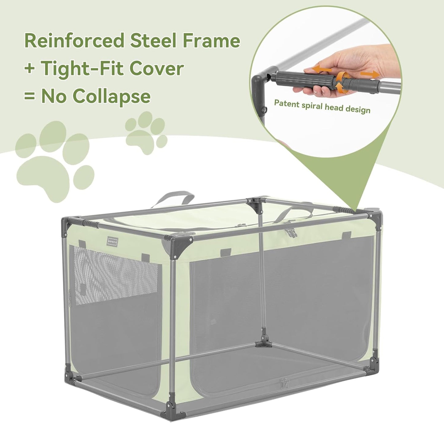 Premium 36-Inch Soft Dog Crate - Lightweight, Portable, and Easy Setup with Adjustable Framework and 3 Mesh Doors - Collapsible Green Dog Travel Kennel