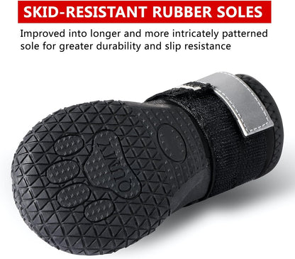 All-Season Dog Boots for Large & Medium Dogs - Winter Snow, Summer Heat, Water-Resistant, Skid-Resistant for Outdoor Adventures
