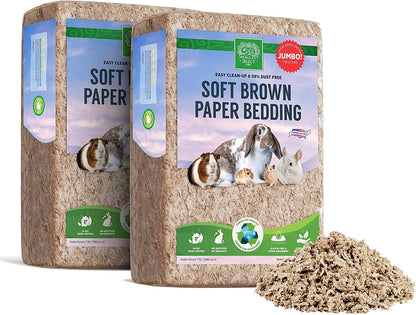 Premium Brown Natural Paper Bedding for Small Animals - Soft, Odor-Controlled Cage Accessories for Guinea Pigs, Rabbits, and Hamsters - Made in the USA (178L, 2 Pack)