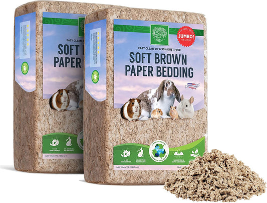 Premium Brown Natural Paper Bedding for Small Animals - Soft, Odor-Controlled Cage Accessories for Guinea Pigs, Rabbits, and Hamsters - Made in the USA (178L, 2 Pack)