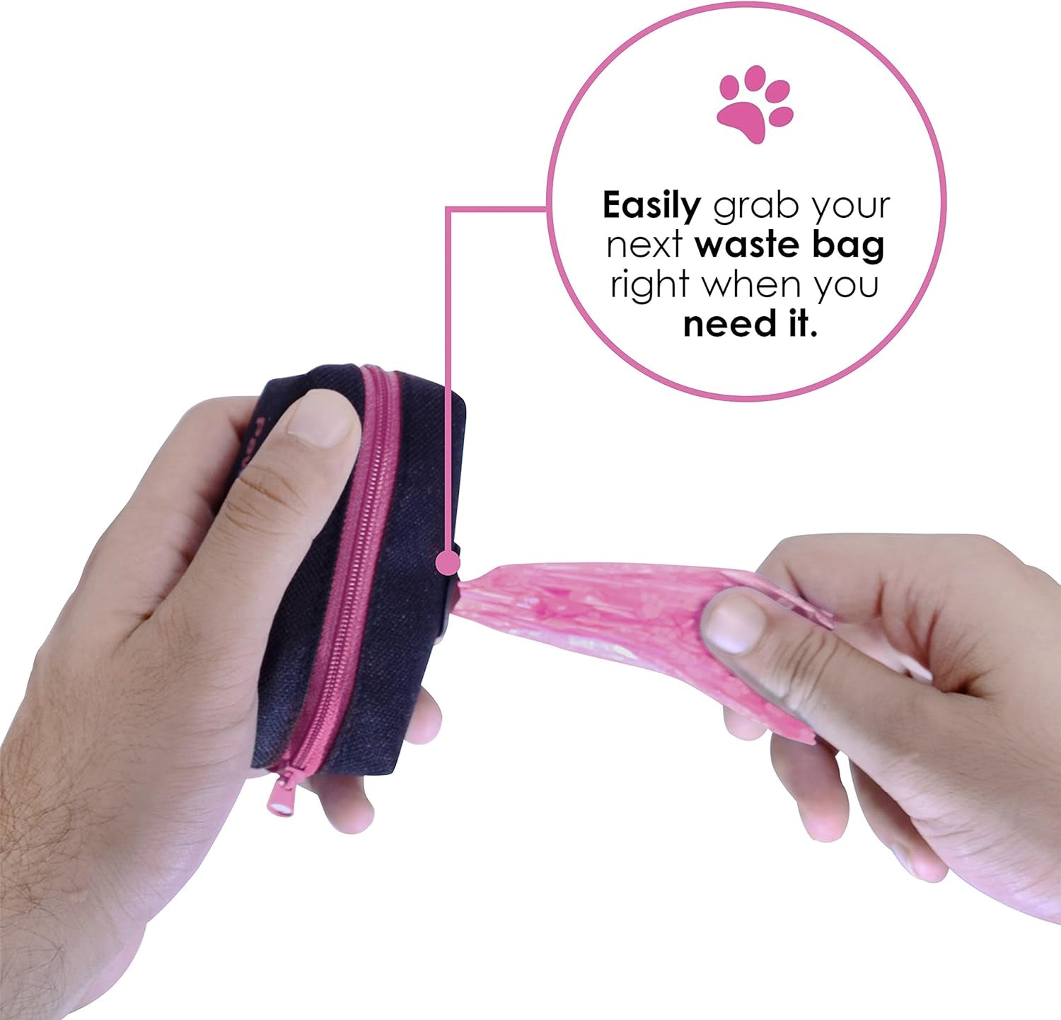 Ultimate Dog Poop Bag Holder & Leash Attachment - Universal Fit + Free Roll of Bags - Stylish Black & Magenta Dispenser