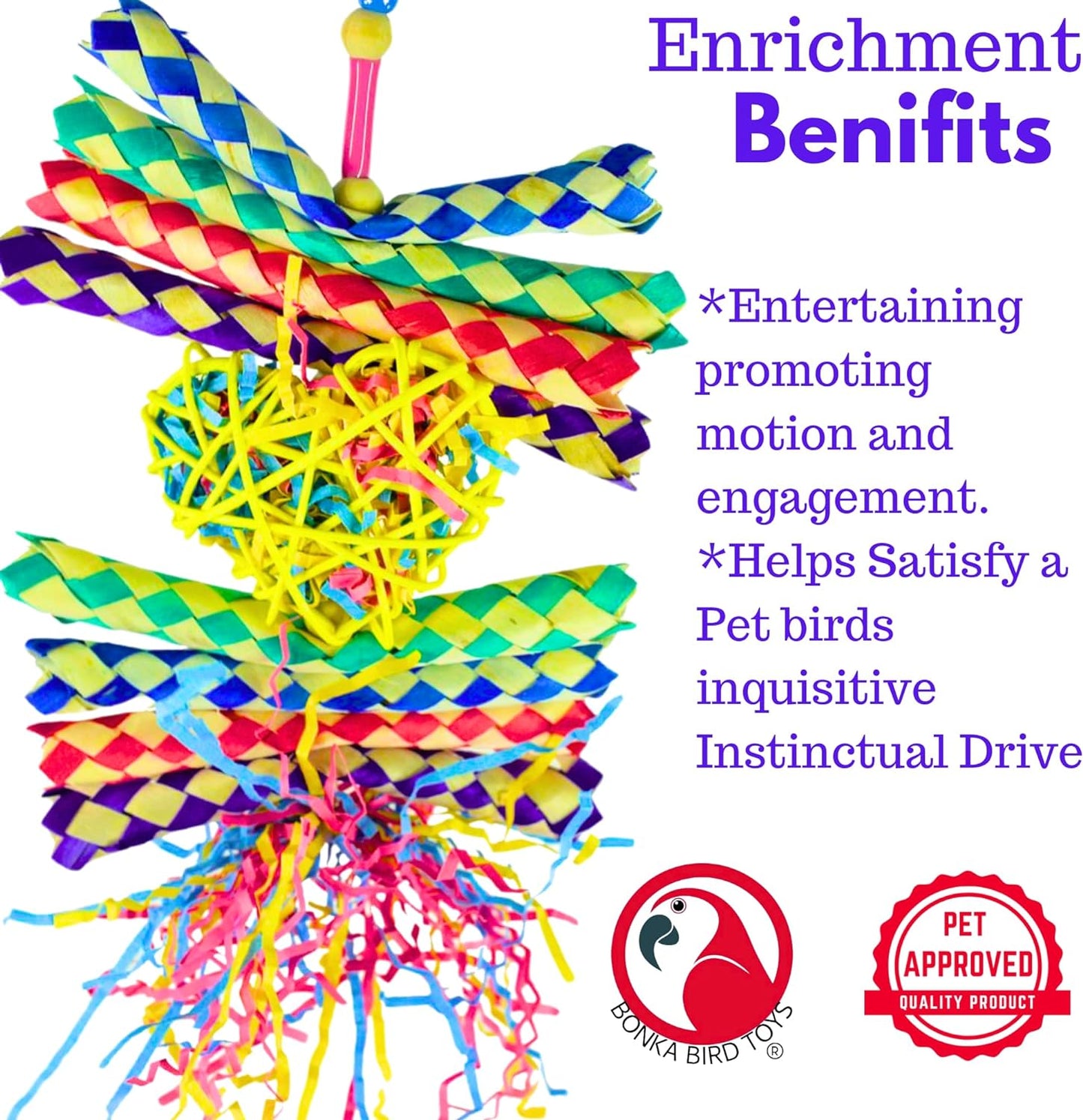 Foraging Heart Medium - Perfect 9" X 6" Enrichment Toy for Conures, Cockatiels, Parakeets & More!