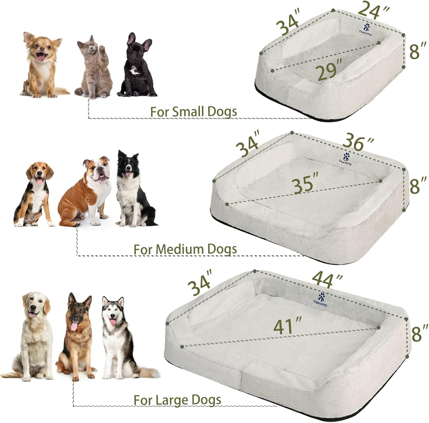 Luxurious Orthopedic Dog Bed - Adjustable Size, Waterproof with Removable Cover, Plush Couch with 3 Bolsters for Jumbo, Large & Medium Dogs