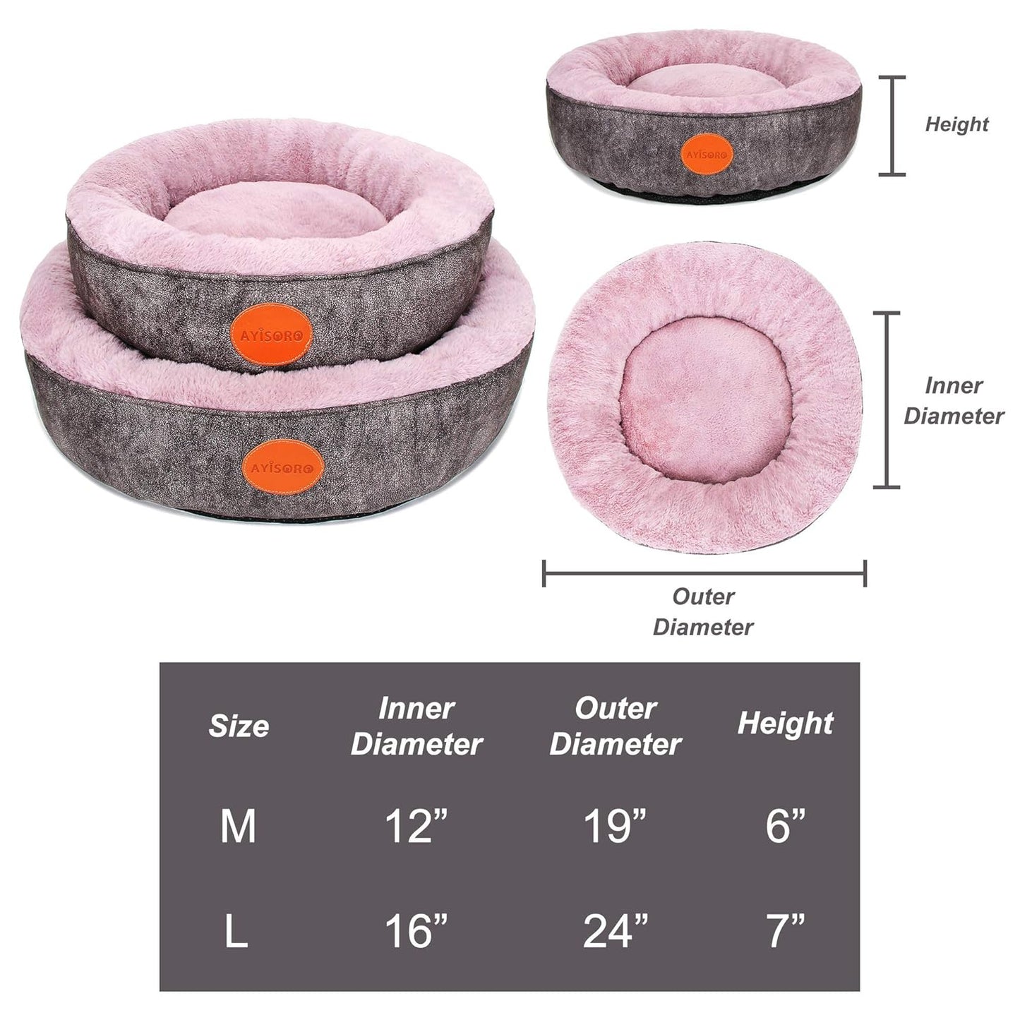 Calming Round Dog Bed for Small & Medium Breeds - Cozy, Machine Washable, Anti-Anxiety Pet Bed