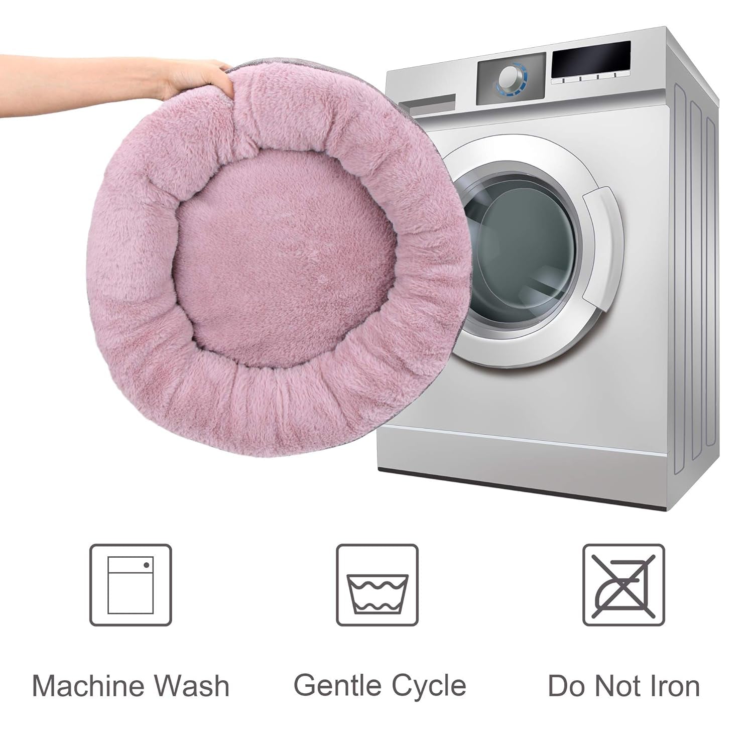 Calming Round Dog Bed for Small & Medium Breeds - Cozy, Machine Washable, Anti-Anxiety Pet Bed