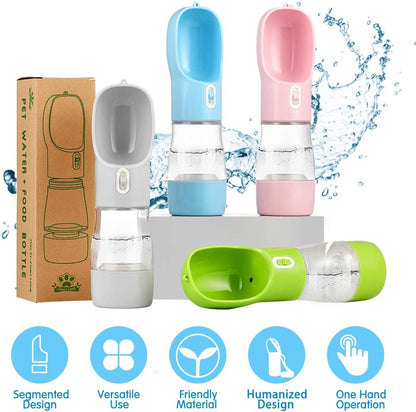 Dog Water Bottles for Walking, Travel Pet Water Bottle with Pouch for Dogs, Portable Dog Water Bottles Dispenser for Hiking Outdoor Activities (Grey)