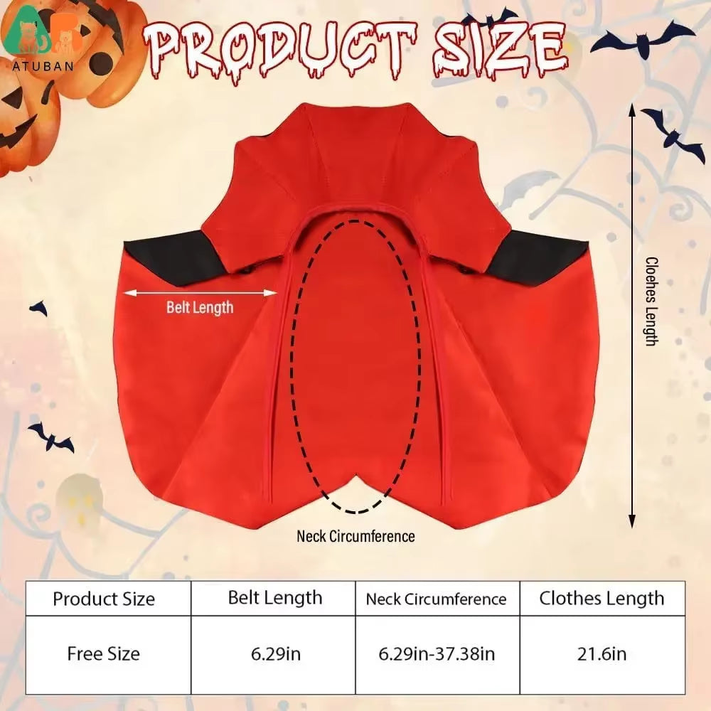 Spooktacular Halloween Cat Vampire Cloak - Adjustable Pet Cape Costume for Furry Friends!