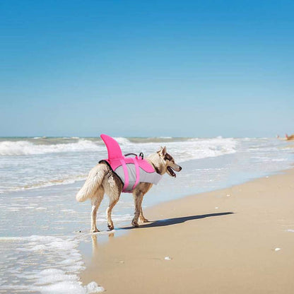 Adjustable Pink Shark Dog Life Jacket - Ripstop Safety Vest for All Sizes with High Buoyancy & Rescue Handle