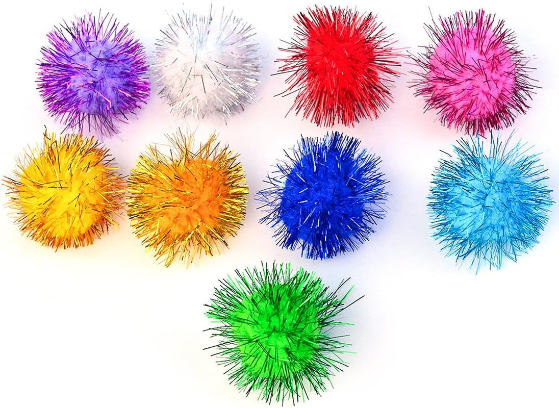 Vibrant 70 PCS Sparkle Balls & Tinsel Pom Poms for Cats & Kittens - Ultimate Glitter Playtime!