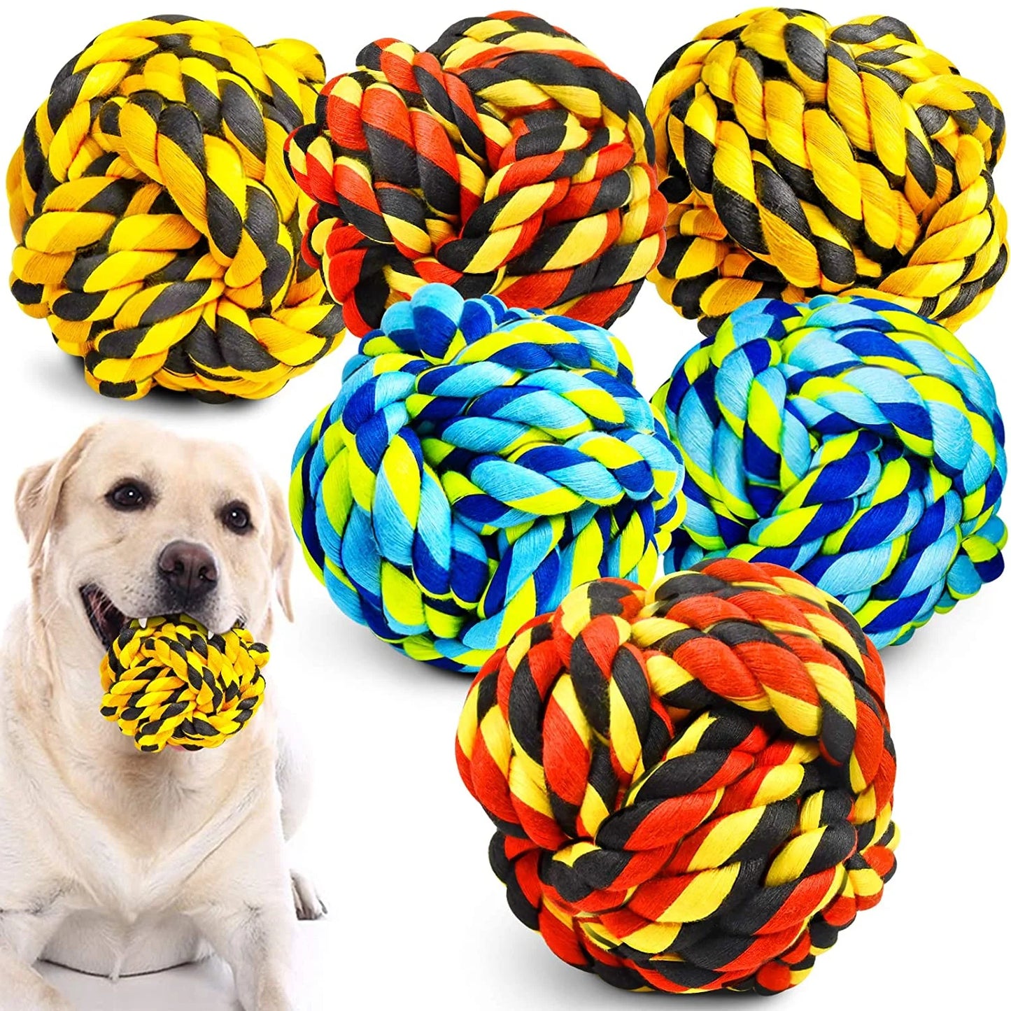 Ultimate Dog Chew Toys Set - 6 Pack Indestructible Heavy Duty Balls & Twisted Ropes for Aggressive Chewers, Perfect for Large & Medium Dogs!