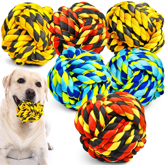 Ultimate Dog Chew Toys Set - 6 Pack Indestructible Heavy Duty Balls & Twisted Ropes for Aggressive Chewers, Perfect for Large & Medium Dogs!