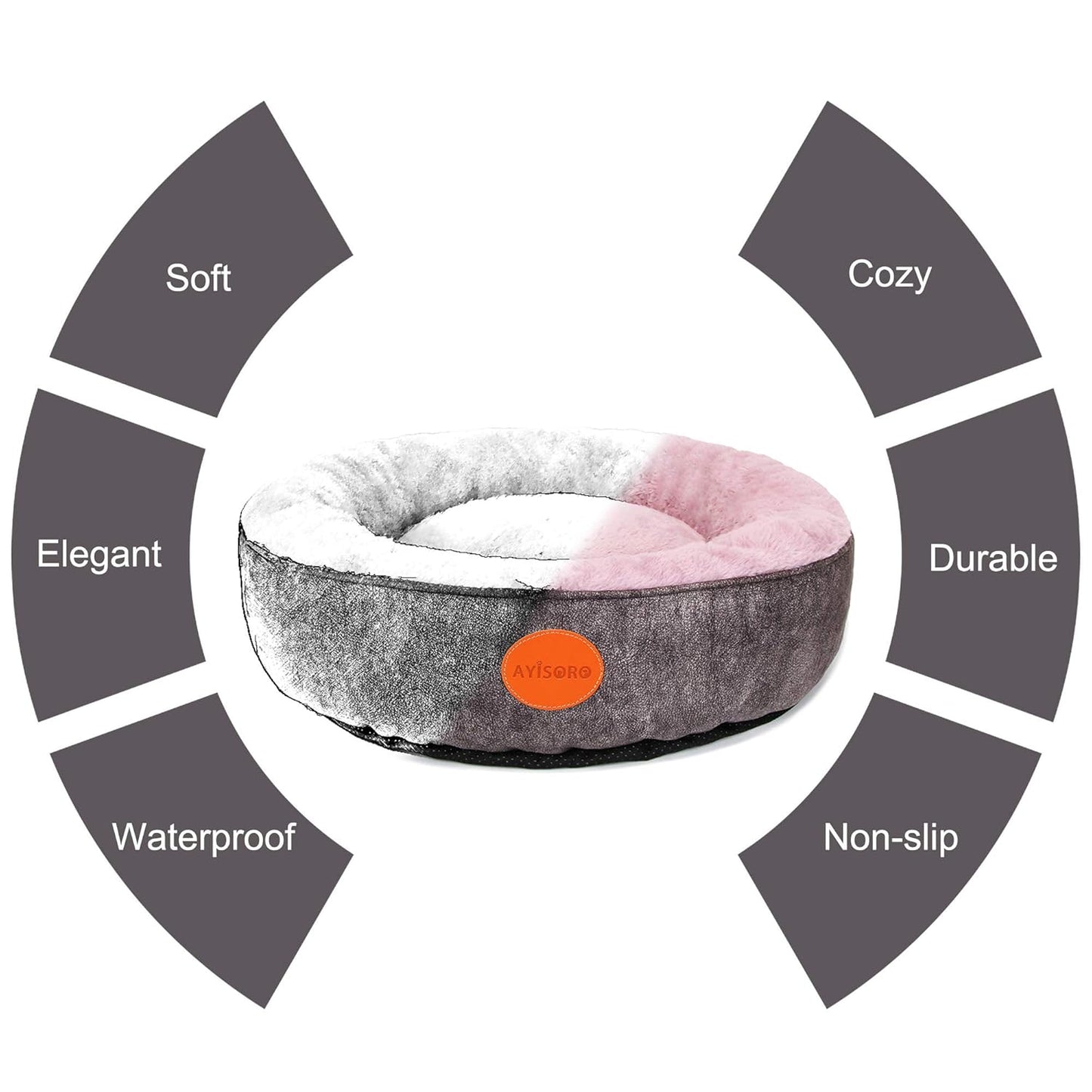 Calming Round Dog Bed for Small & Medium Breeds - Cozy, Machine Washable, Anti-Anxiety Pet Bed