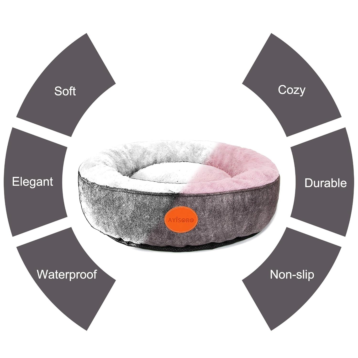 Calming Round Dog Bed for Small & Medium Breeds - Cozy, Machine Washable, Anti-Anxiety Pet Bed
