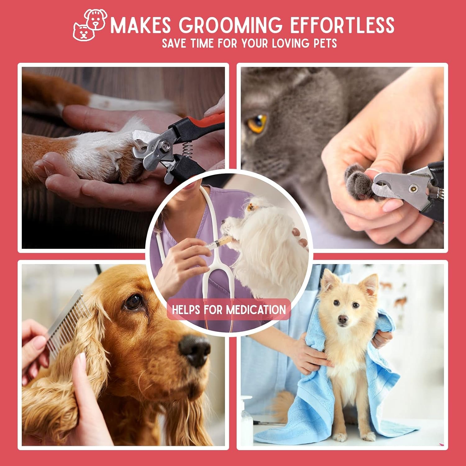 Ultimate 10-in-1 Cat & Dog Grooming Hammock with Nail Clippers, Comb & Pet Sling Restraint for Stress-Free Bathing & Nail Care - Perfect for Small Pets