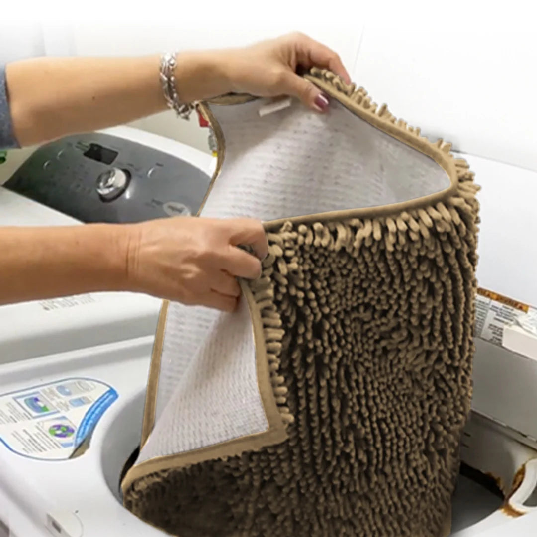 AS-SEEN-ON-TV Ultra-Absorbent Microfiber Door Mat & Pet Rug - Non-Slip, Thick, Washable Chenille Area & Bath Mat for Indoor/Outdoor - XL 59"X35" in Beige