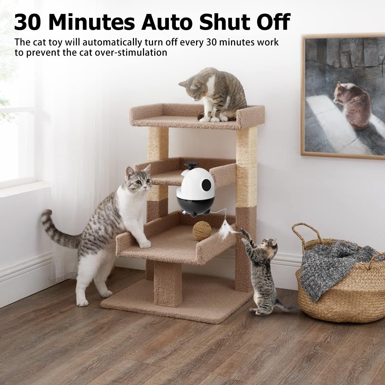 Interactive 2-in-1 Cat Toy Set - Automatic Laser & Feather Chaser with Extra Replacements for Endless Fun and Exercise!