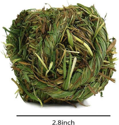 Natural Timothy Grass Bunny Chew Balls - 4 Pack Fun Activity Toys for Rabbits, Hamsters, Guinea Pigs, and Gerbils