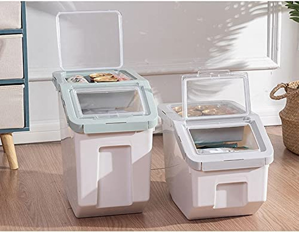 Large Airtight Pet Food Storage Container - 20Lb Dog & Cat Food Bin with Scoop & Measuring Cup - Stylish Grey Design