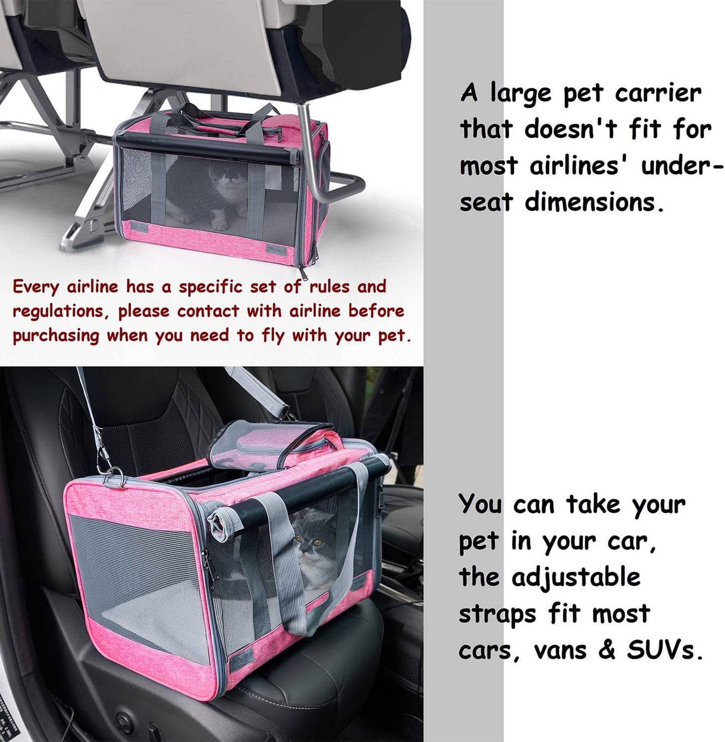 Premium Soft-Sided Pet Carrier for Large Cats and Dogs - Ultimate Comfort & Privacy for Travel