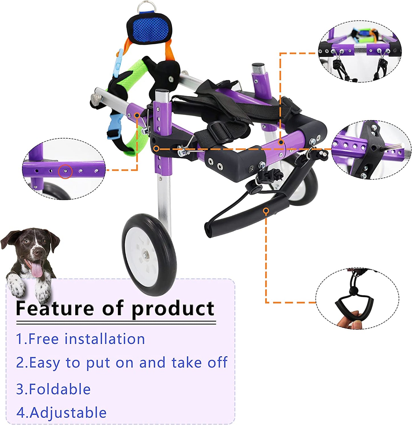 Premium Adjustable Dog Wheelchair for Disabled Hind Legs – Enhanced Mobility for Small Pets (XS-A)