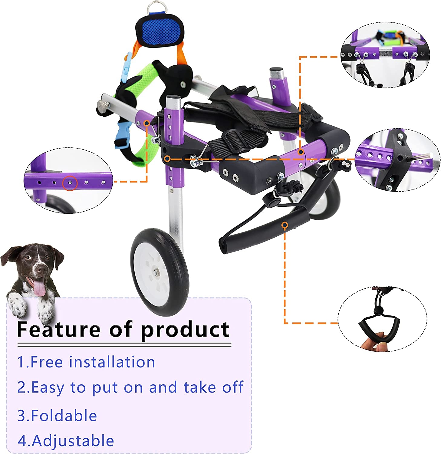 Premium Adjustable Dog Wheelchair for Disabled Hind Legs – Enhanced Mobility for Small Pets (XS-A)