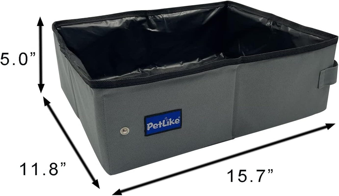 Portable Collapsible Travel Cat Litter Box - Leak-Proof Carrier for Small to Medium Cats (Light Grey)