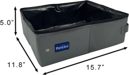 Portable Collapsible Travel Cat Litter Box - Leak-Proof Carrier for Small to Medium Cats (Light Grey)