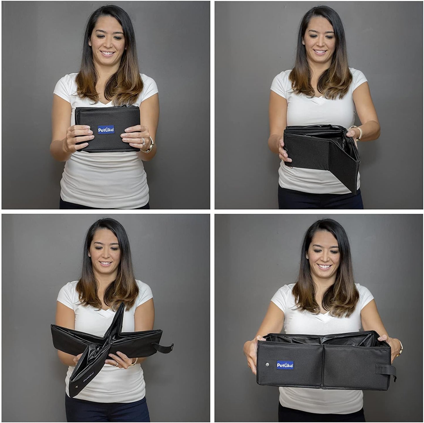 Portable Collapsible Travel Cat Litter Box - Leak-Proof Carrier for Small to Medium Cats (Light Grey)