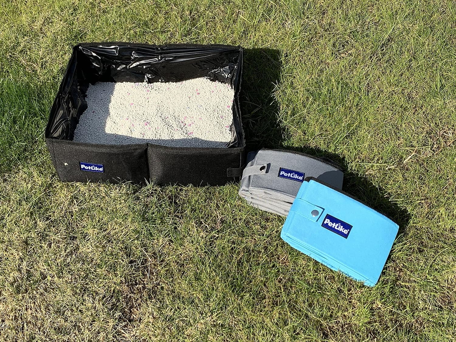 Portable Collapsible Travel Cat Litter Box - Leak-Proof Carrier for Small to Medium Cats (Light Grey)