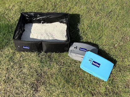 Portable Collapsible Travel Cat Litter Box - Leak-Proof Carrier for Small to Medium Cats (Light Grey)