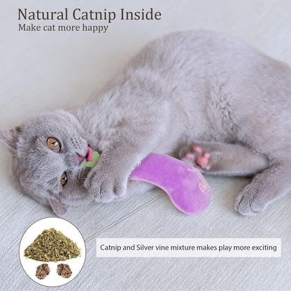 Catnip Cat Toys, Safe Teeth Cleaning Cat Nip Toys for Indoor Kitten Kitty,Interactive Plush Cat Chew Kicker Toys, 5 Pack, Vegetable Shape